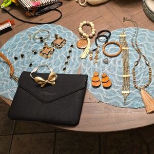 Milkmaid Black Clutch Bag W/ Matching Jewelry Haul. All Included!